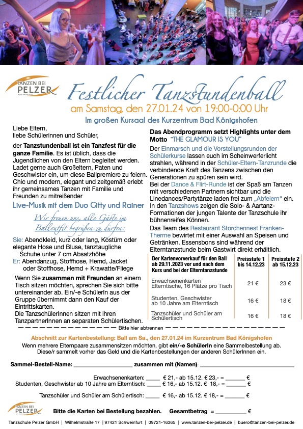 Balleinladung 27.01.24 im Kurzentrum Bad Königshofen